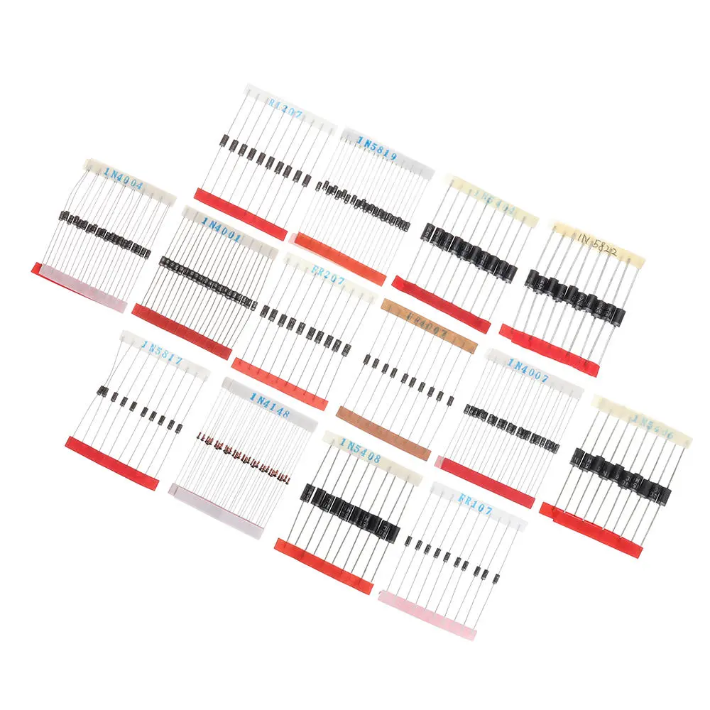 200pcs Fast Switching Schottky Diode Assorted Kit 1N4001 1N4004 1N4007 1N5408 UF4007 FR207 1N5817 1N5819 1N5822 1N4148 RL207 — view 2