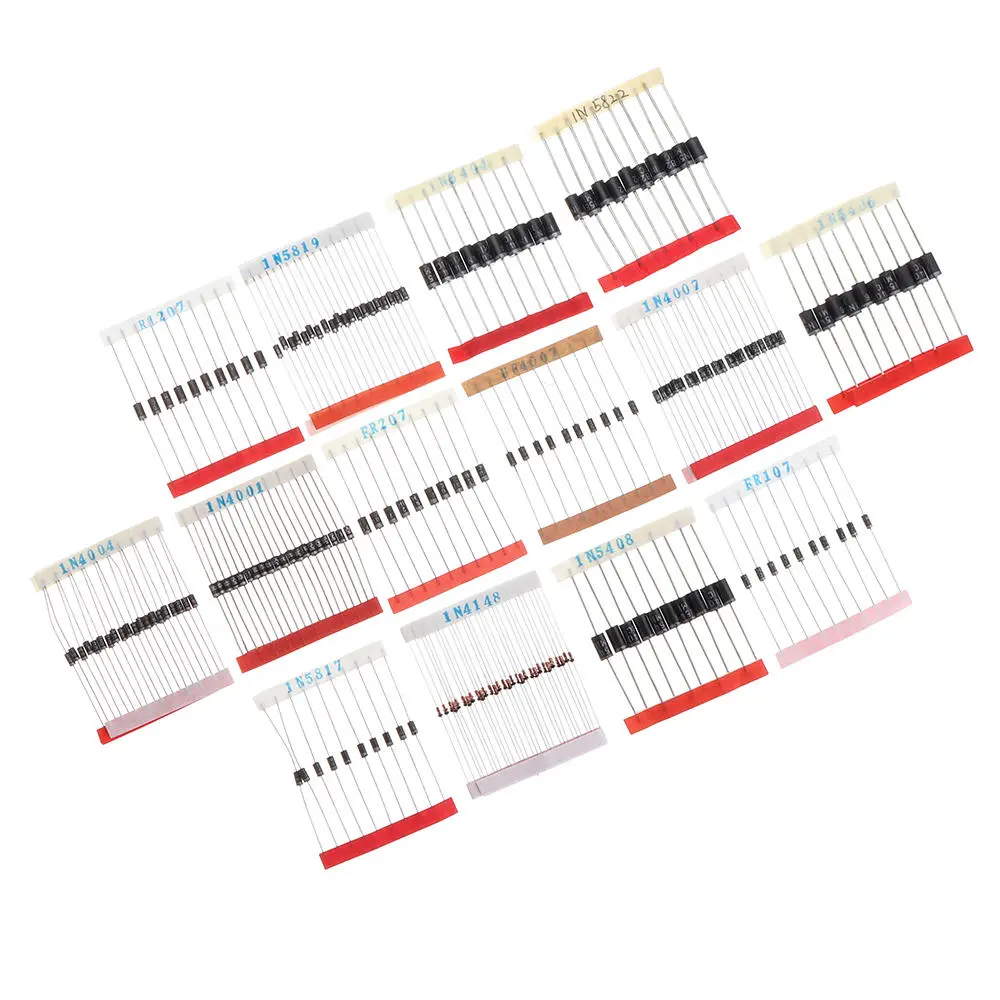 200pcs Fast Switching Schottky Diode Assorted Kit 1N4001 1N4004 1N4007 1N5408 UF4007 FR207 1N5817 1N5819 1N5822 1N4148 RL207 — view 3