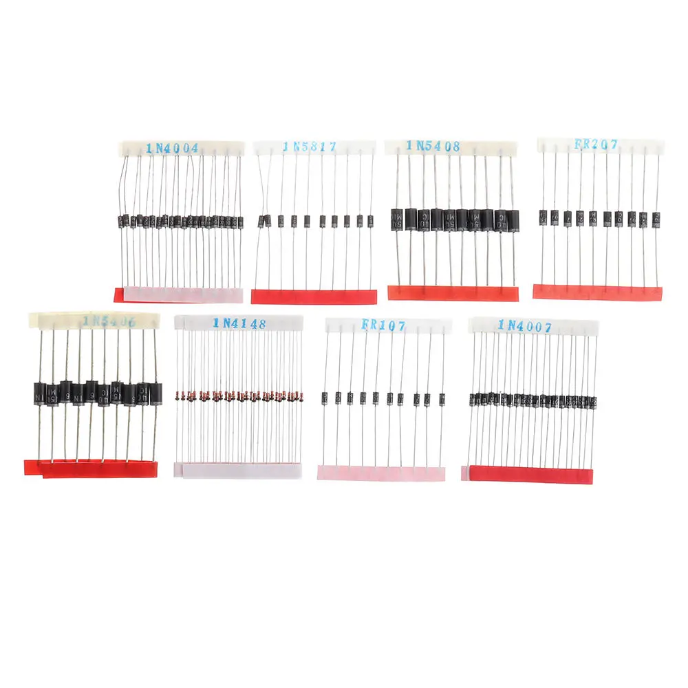 200pcs Fast Switching Schottky Diode Assorted Kit 1N4001 1N4004 1N4007 1N5408 UF4007 FR207 1N5817 1N5819 1N5822 1N4148 RL207 — view 5