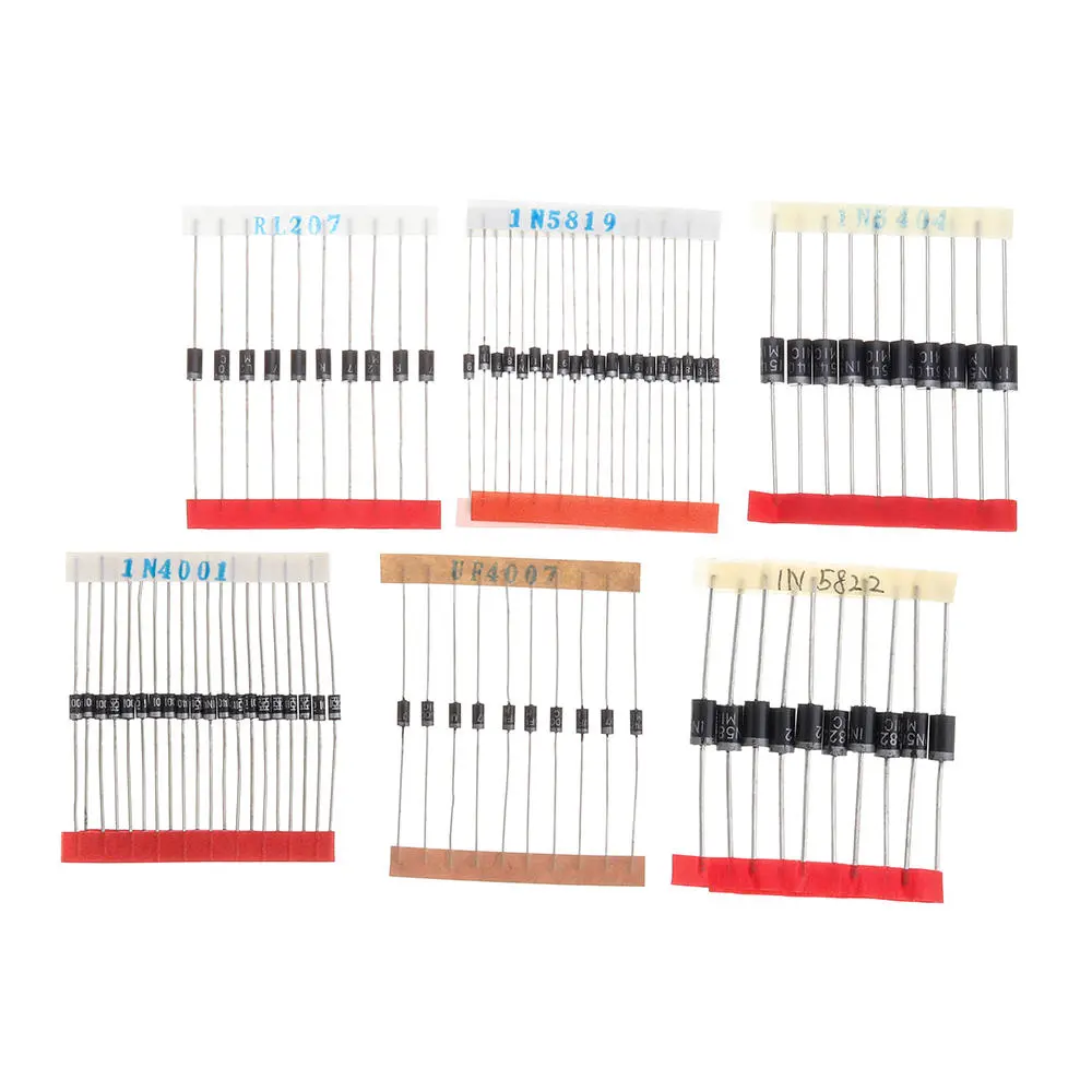 200pcs Fast Switching Schottky Diode Assorted Kit 1N4001 1N4004 1N4007 1N5408 UF4007 FR207 1N5817 1N5819 1N5822 1N4148 RL207 — view 6