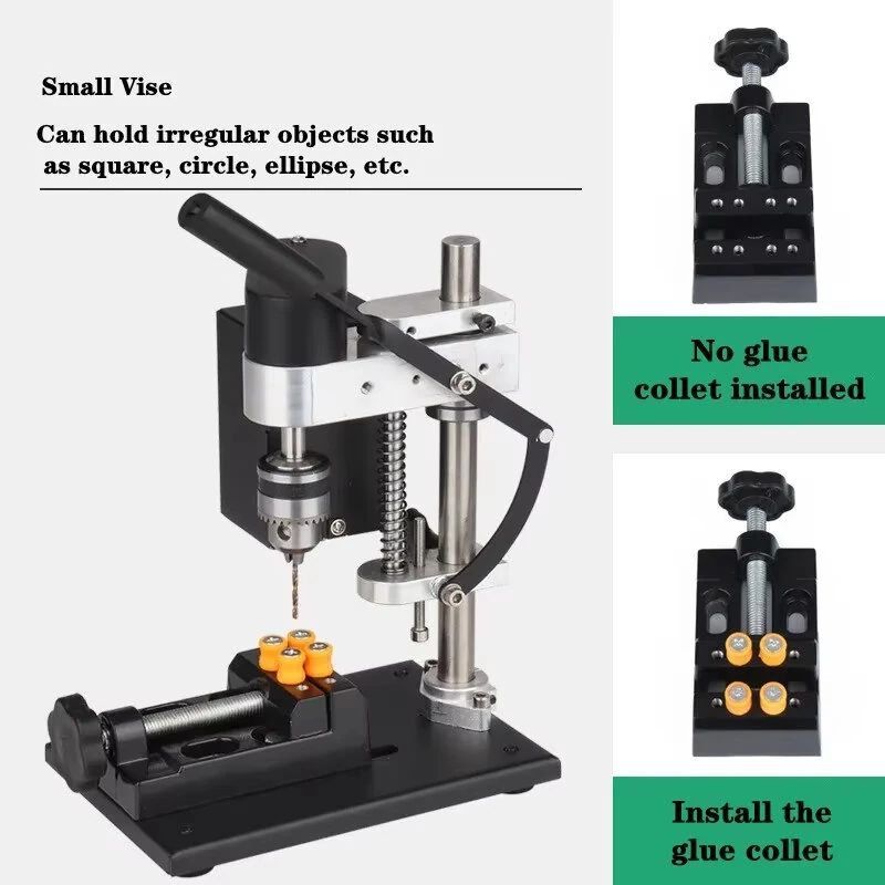 200W 775 DC Motor Desktop Mini Bench Drill EU Plug Adjustable Speed Home Punching Drilling Machine Woodworking Metal Plastic Drilling — view 4