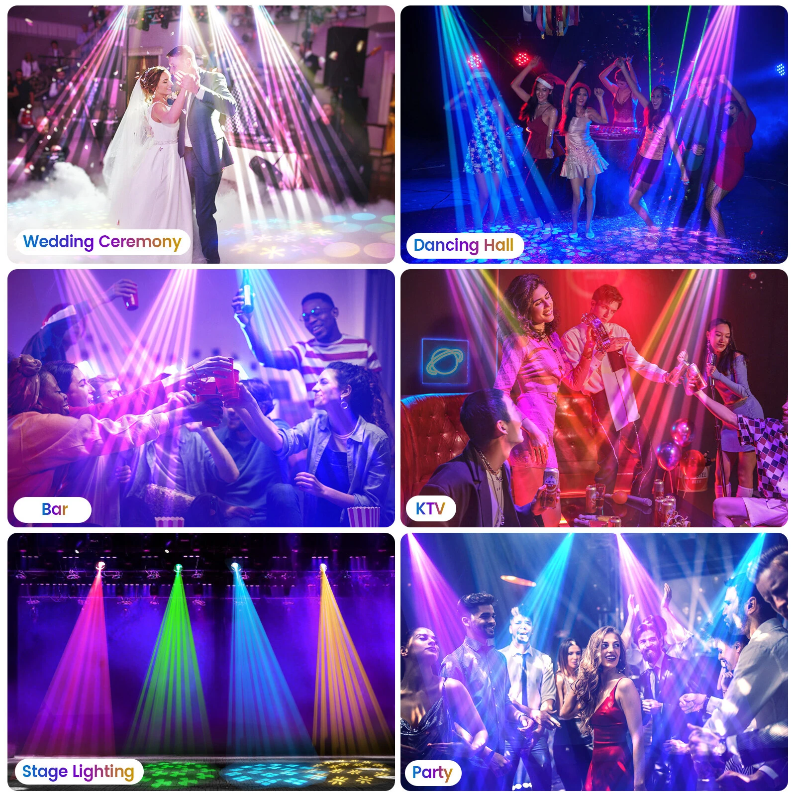 200W Moving Head Beam Pattern Light with Remote Control 13 Gobo 8 Colors DMX 15CH Sound Activated Stage Lighting for Party Club Event — view 5