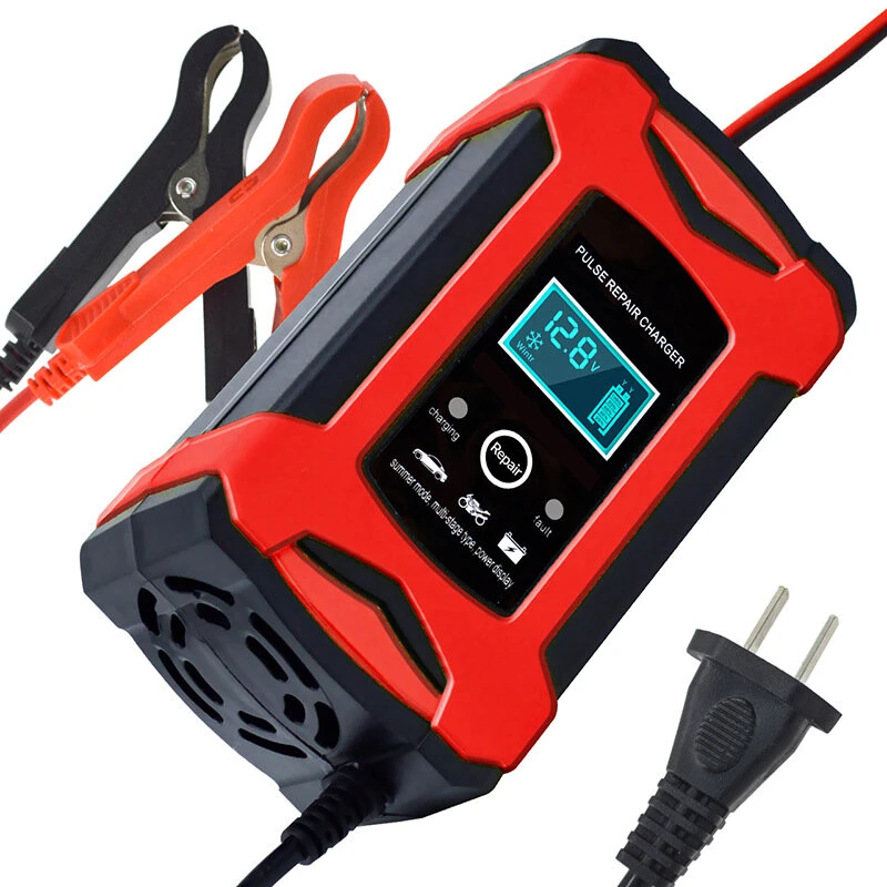 2024 Update 12V 6A Smart Car Battery Charger AC110-240V Electric Battery Charger Suitable For 12V-2Ah-100Ah Motorcycle Car SUV Dry Battery Water Battery Lead Acid — Pricio