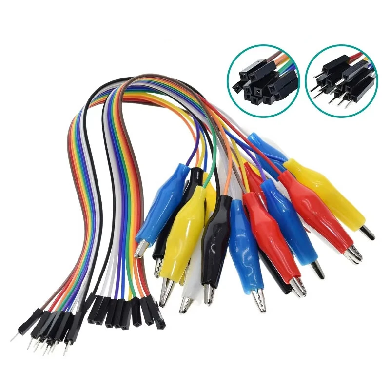 20cm 30cm 10pin Double-end Alligator Clips Jump Wire Male Female Crocodile Clip Test Lead Jumper Wire Line Cable Connection — image 1