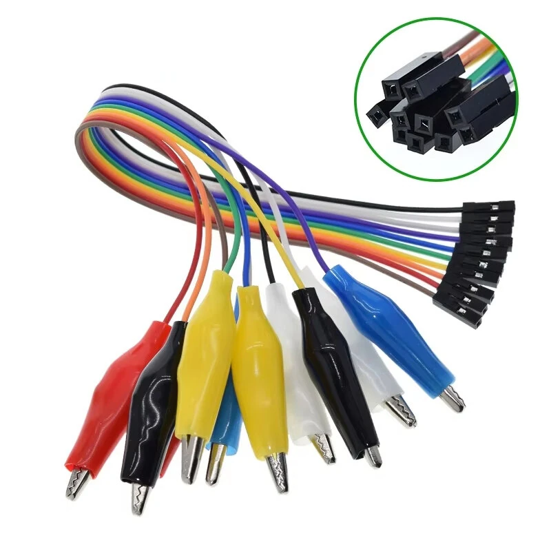 20cm 30cm 10pin Double-end Alligator Clips Jump Wire Male Female Crocodile Clip Test Lead Jumper Wire Line Cable Connection — view 3