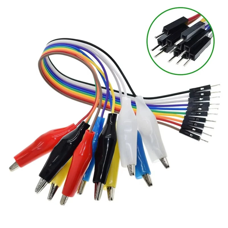 20cm 30cm 10pin Double-end Alligator Clips Jump Wire Male Female Crocodile Clip Test Lead Jumper Wire Line Cable Connection — view 4
