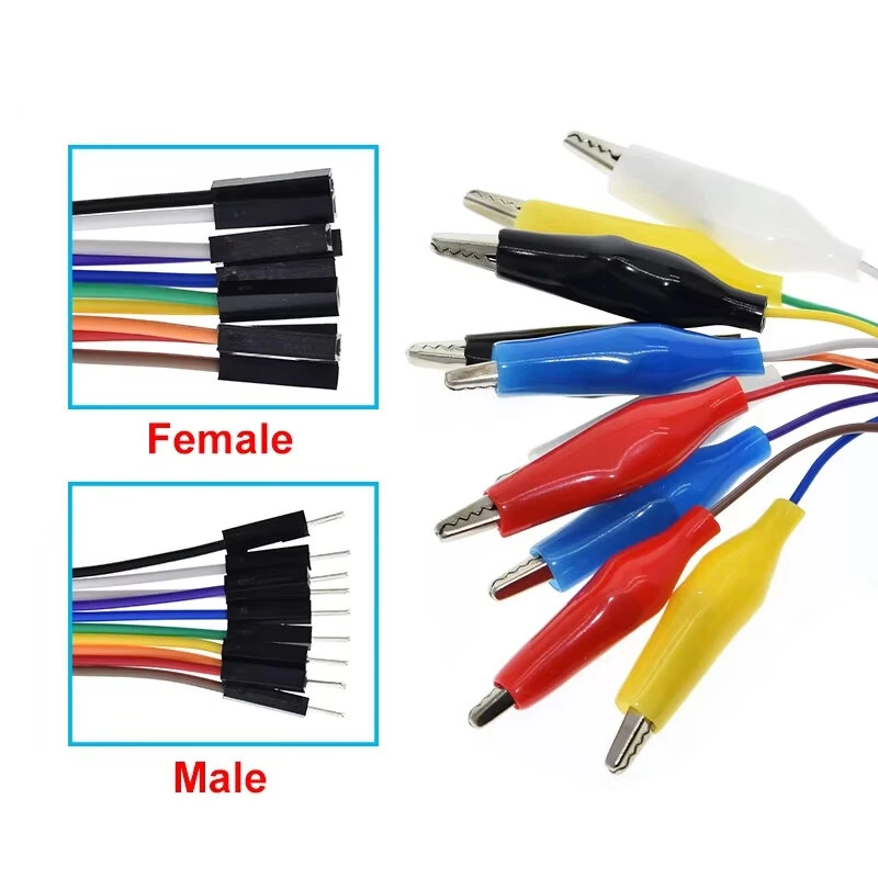 20cm 30cm 10pin Double-end Alligator Clips Jump Wire Male Female Crocodile Clip Test Lead Jumper Wire Line Cable Connection — view 7