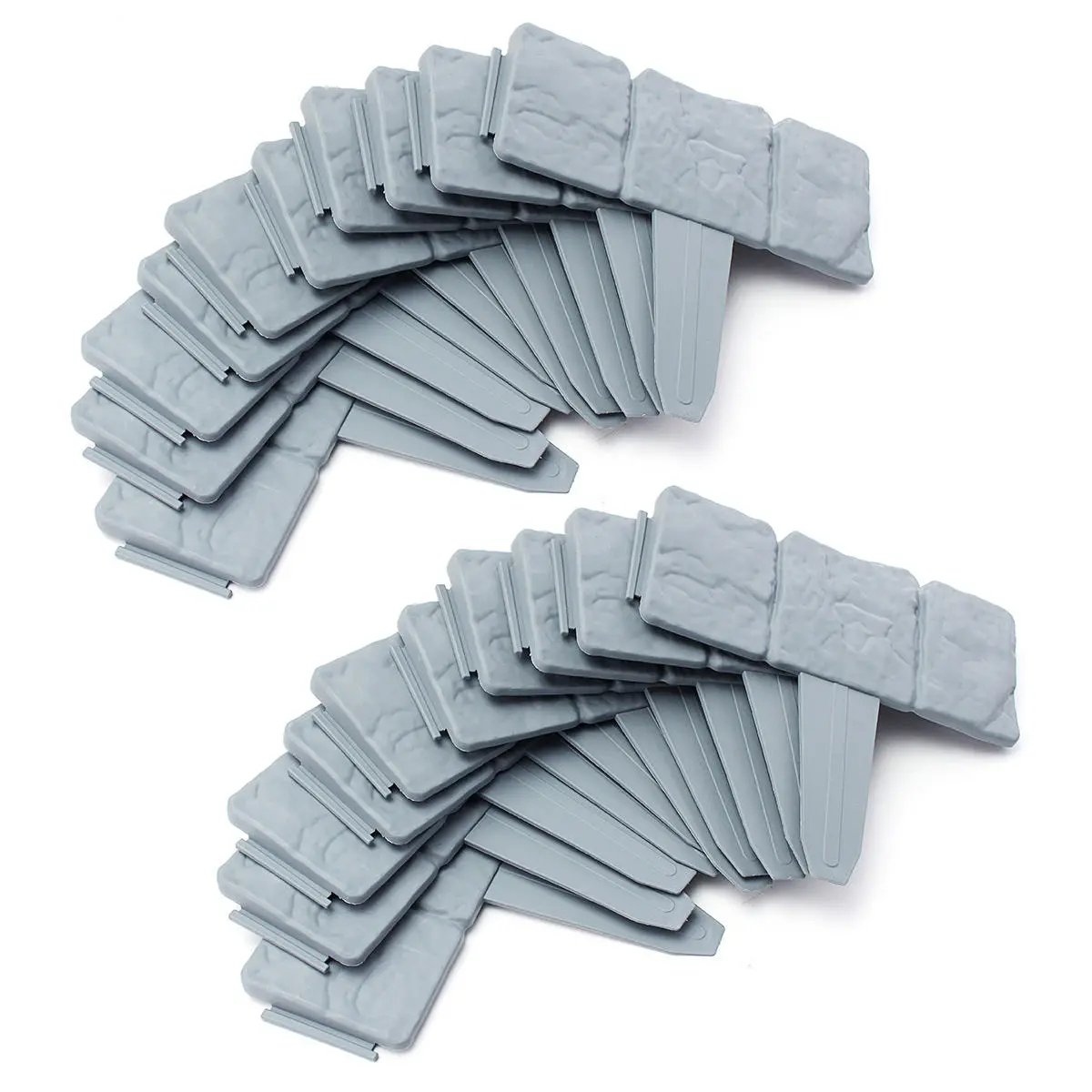 20Pcs Garden Fence Edging Cobbled Stone Effect Plastic Lawn Edging Plant Border Decorations — view 7