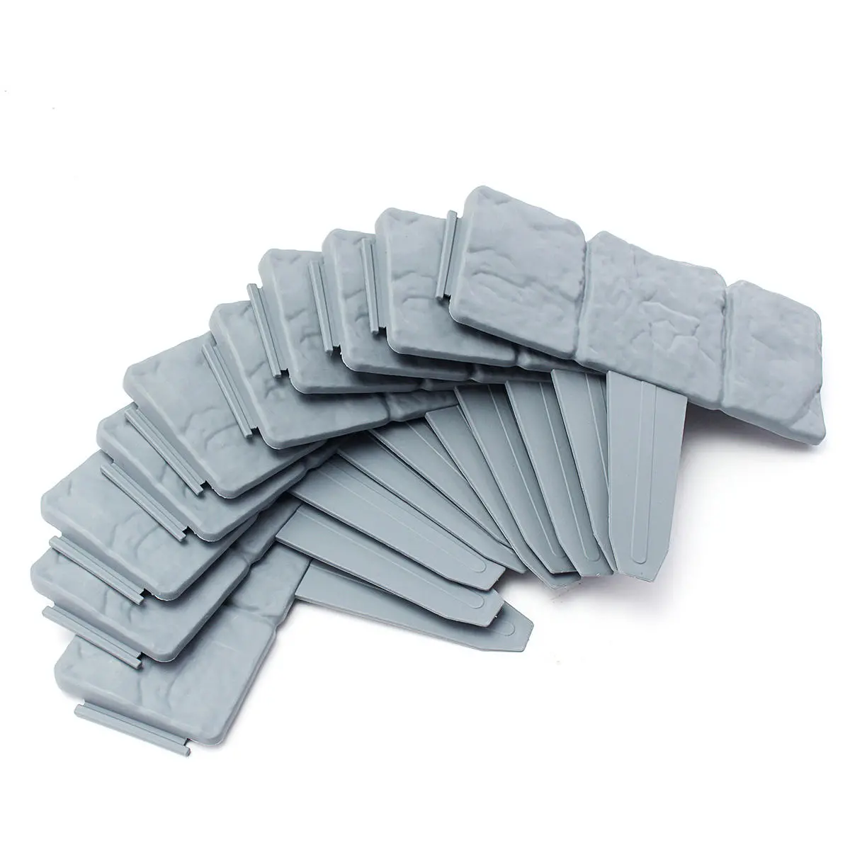 20Pcs Garden Fence Edging Cobbled Stone Effect Plastic Lawn Edging Plant Border Decorations — view 8