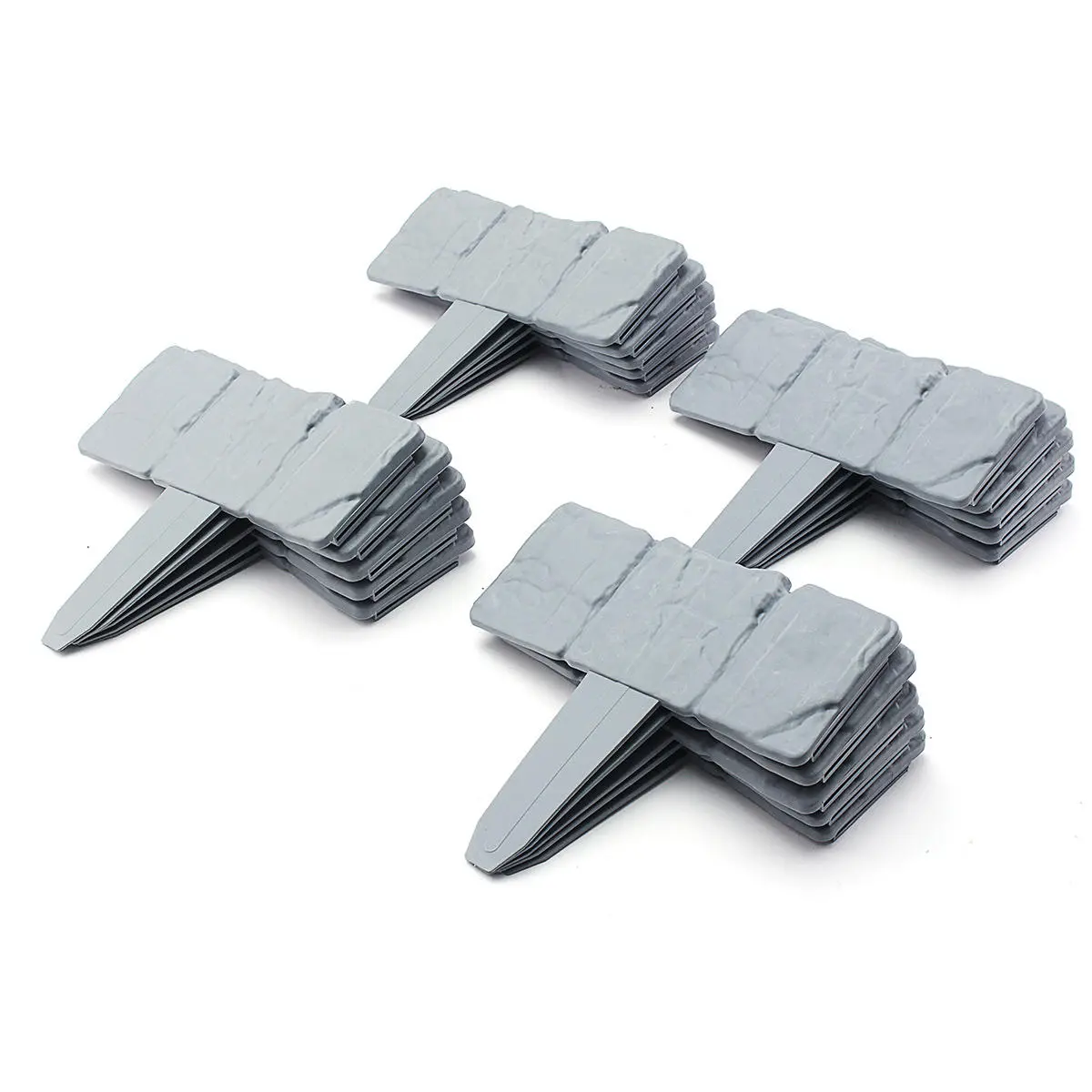 20Pcs Garden Fence Edging Cobbled Stone Effect Plastic Lawn Edging Plant Border Decorations — view 9