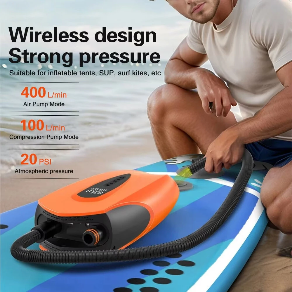 20PSI Electric Air Pump for Paddle Board 12000mAh Cordless 12V DC for SUP Inflator with Auto Shut Off for Kayak Inflatables — view 2