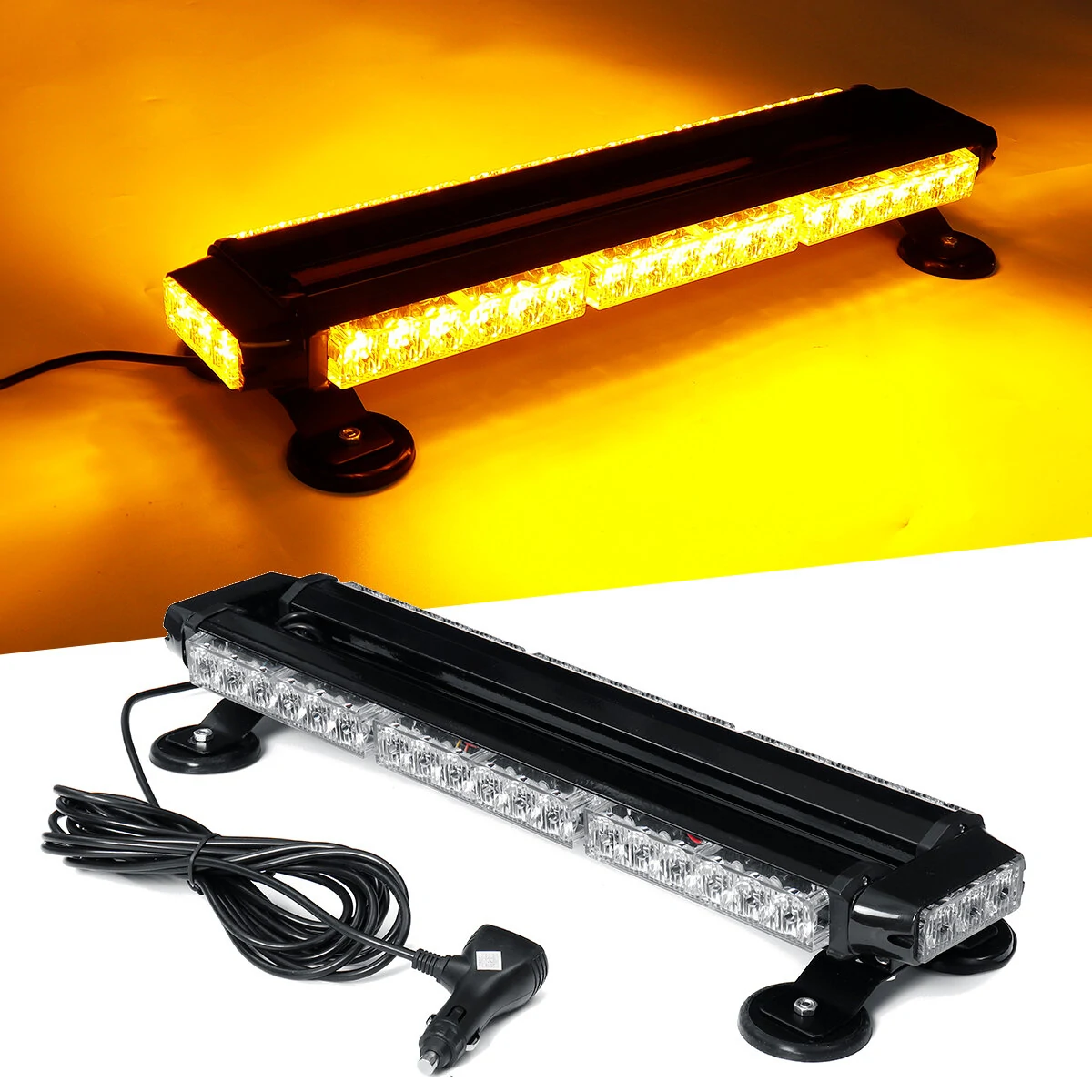 21 Inch 144W 42LED Double Side Traffic Strobe Flash Light Bar Amber Emergency Lamp Magnetic Mount 12V Universal — Pricio