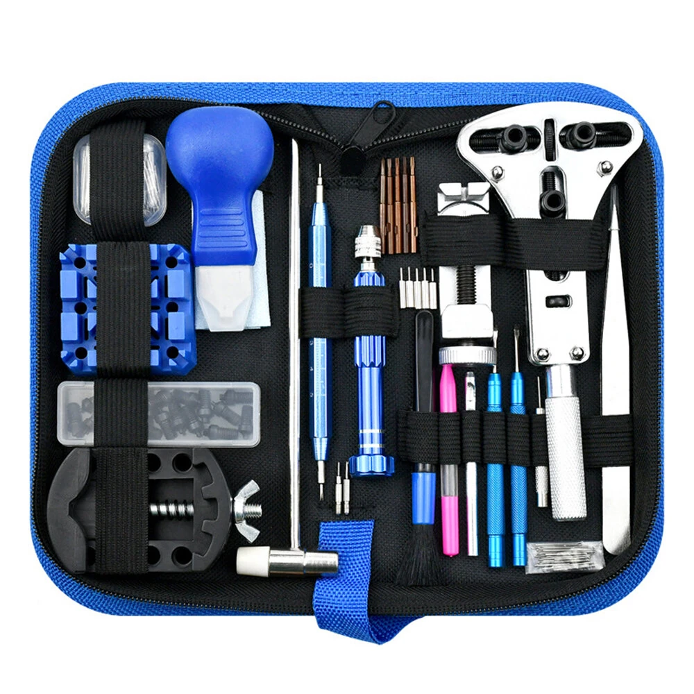 212pcs Watch Repair Tool Kit - Aluminum Alloy Watchmaker Set with Pry Knife, Screwdrivers, Pin Hammer, Band Link Tools for Watch Repairs — image 1