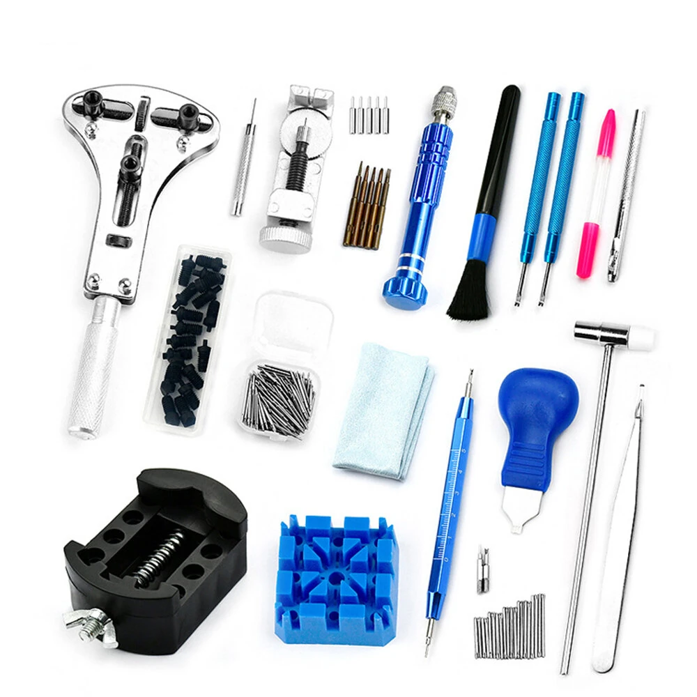 212pcs Watch Repair Tool Kit - Aluminum Alloy Watchmaker Set with Pry Knife, Screwdrivers, Pin Hammer, Band Link Tools for Watch Repairs — view 2