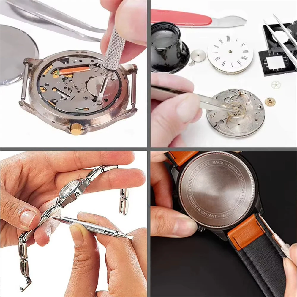 212pcs Watch Repair Tool Kit - Aluminum Alloy Watchmaker Set with Pry Knife, Screwdrivers, Pin Hammer, Band Link Tools for Watch Repairs — view 5