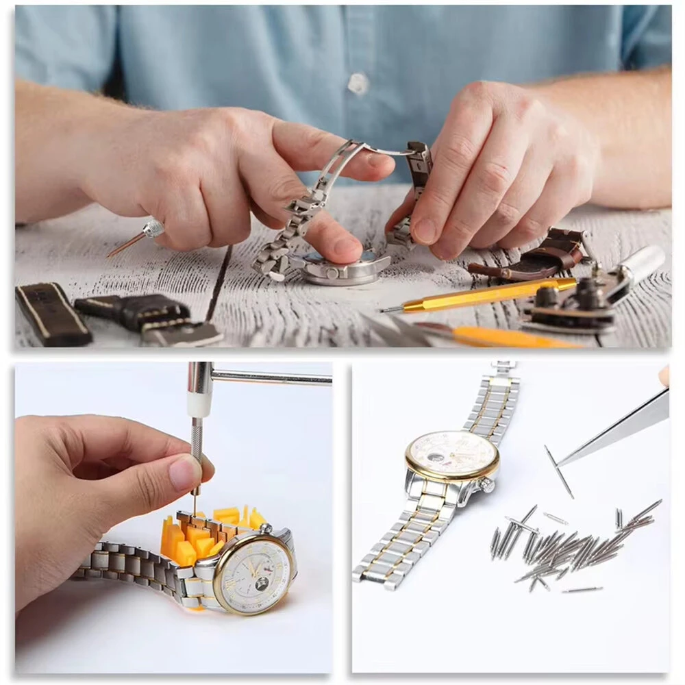 212pcs Watch Repair Tool Kit - Aluminum Alloy Watchmaker Set with Pry Knife, Screwdrivers, Pin Hammer, Band Link Tools for Watch Repairs — view 6