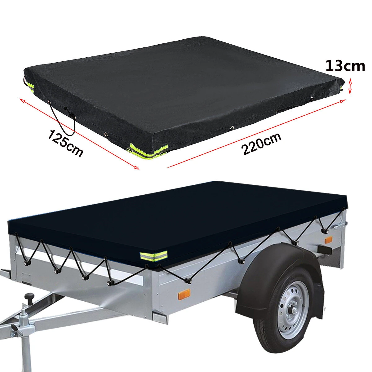 214x122cm Foldable Trailer Car Cover Waterproof Windproof Dust Protector With Rubber Belt — view 7