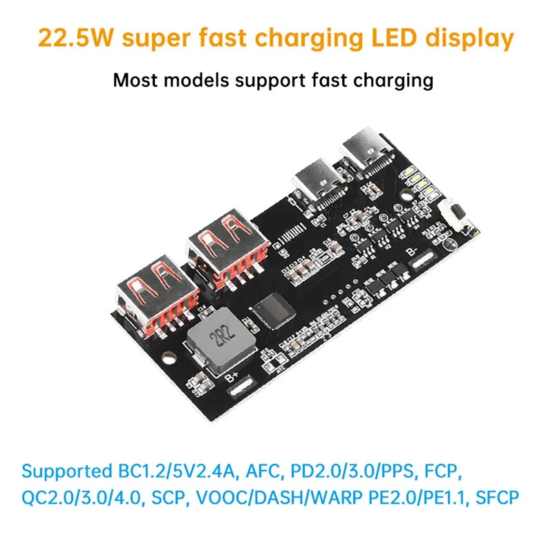 22.5W Fast Charging Power Bank Module Circuit Board DIY Lithium Iron Phosphate Mainboard QC4 PD3.0 VOOC Fast Charging Mobile Power Module — view 3
