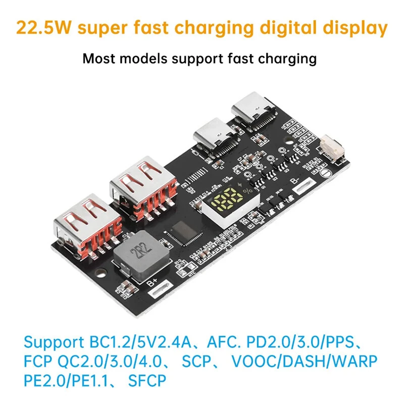 22.5W Fast Charging Power Bank Module Circuit Board DIY Lithium Iron Phosphate Mainboard QC4 PD3.0 VOOC Fast Charging Mobile Power Module — view 4