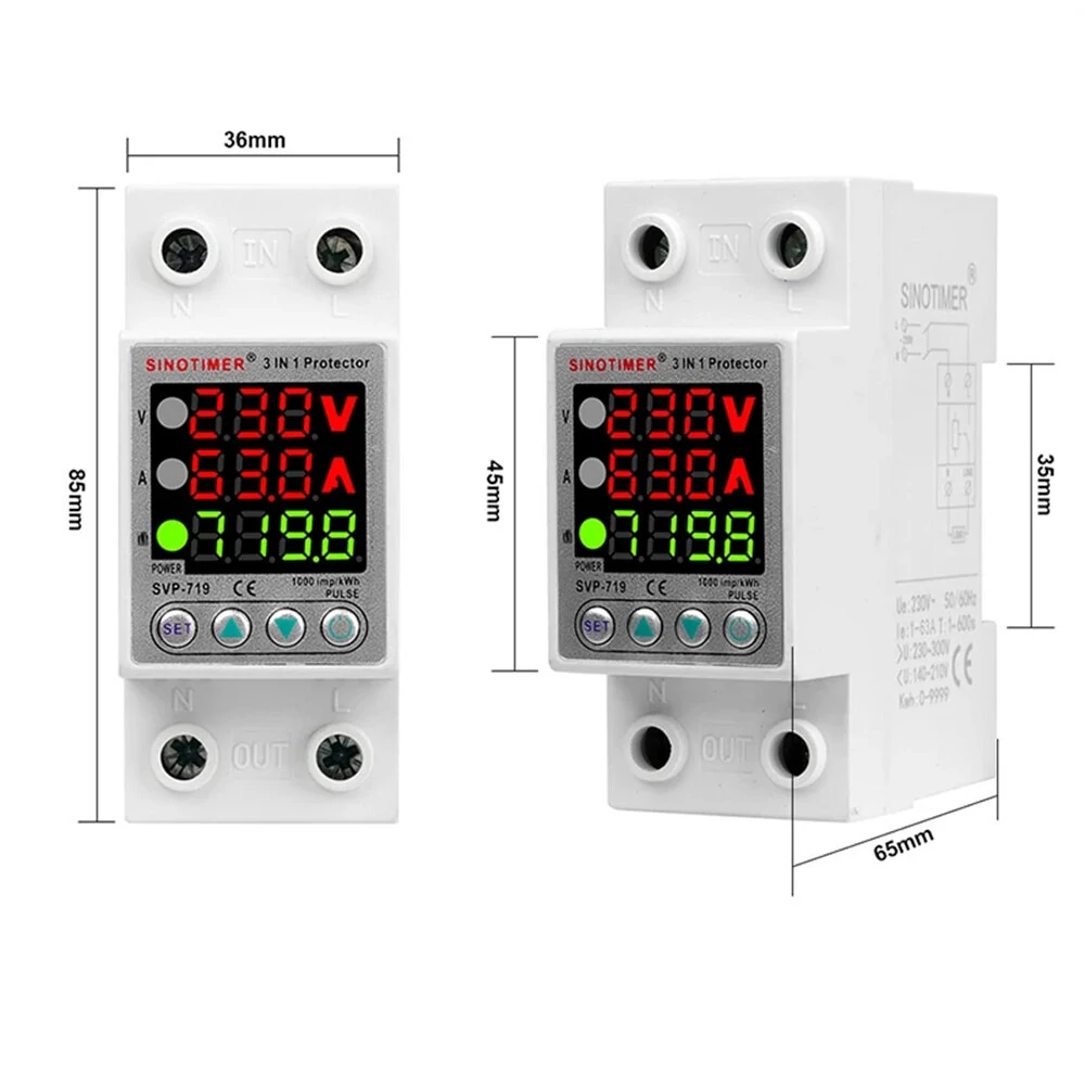 220V 40A/63A Adjustable Voltage Relay with Over Under Voltage Protection Over Current Limit Precision Wattmeter Energy Meter with Automatic Recovery Ideal for Power Consumption Monitoring — view 8