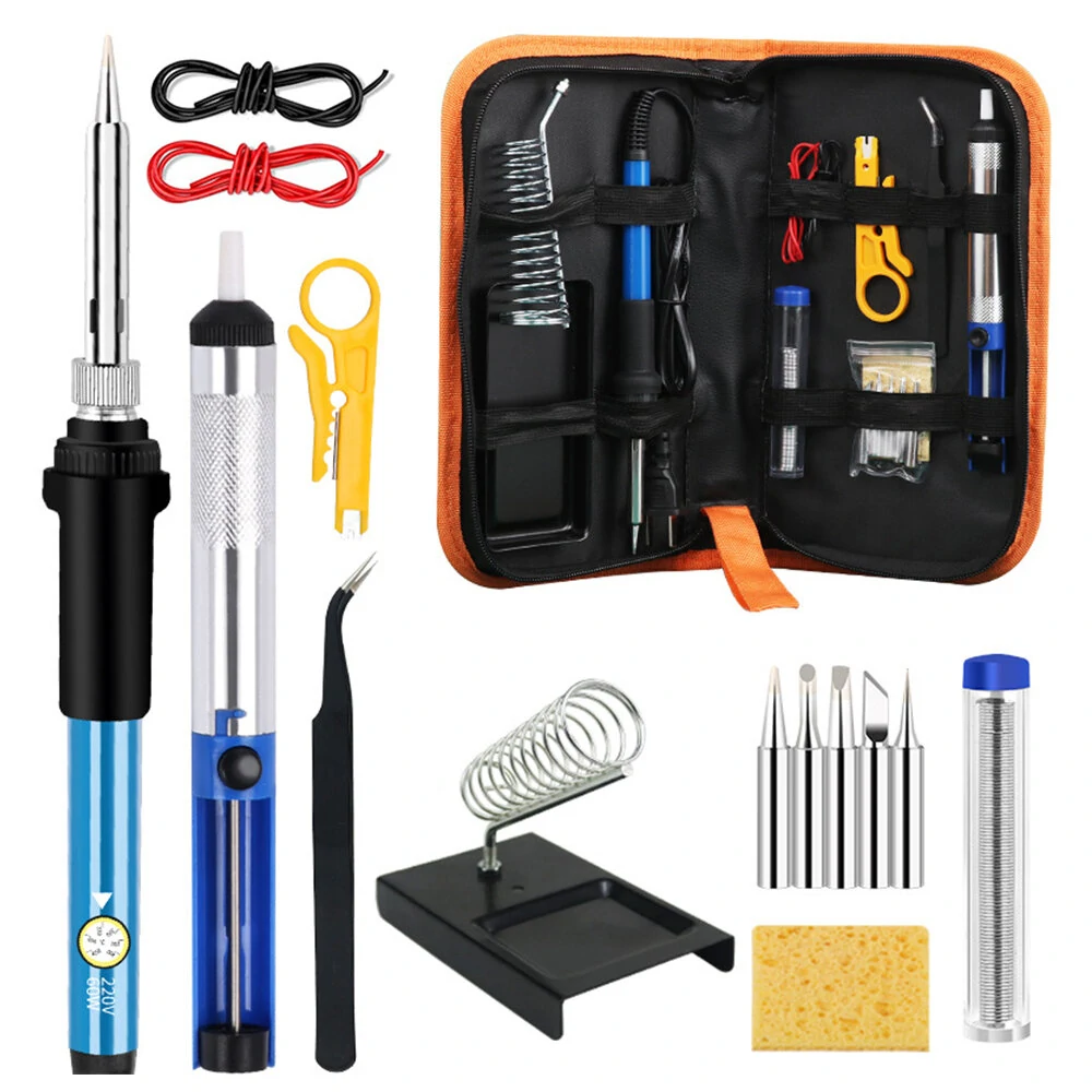 220V 60W 200℃-450 ℃ Plastic and Aluminum Alloy Adjustable Temperature Welding Iron Set
