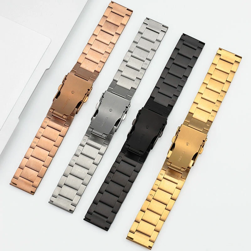 22mm Three-bead Trapezoidal Stainless Steel Watch Straps Smart Watch Band Replacement Strap — view 4