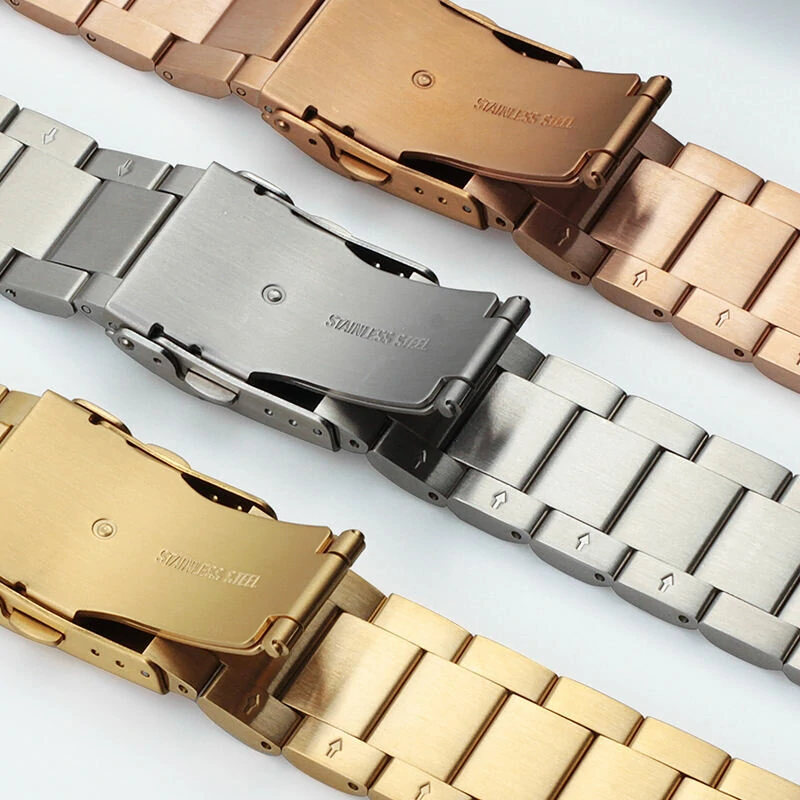 22mm Three-bead Trapezoidal Stainless Steel Watch Straps Smart Watch Band Replacement Strap — view 5