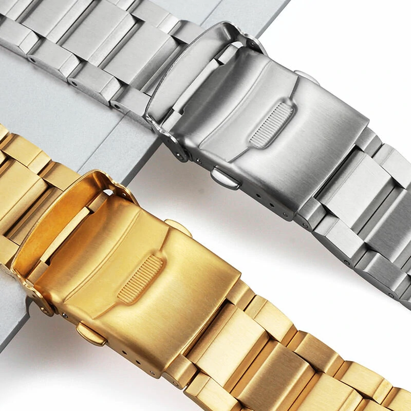 22mm Three-bead Trapezoidal Stainless Steel Watch Straps Smart Watch Band Replacement Strap — view 7
