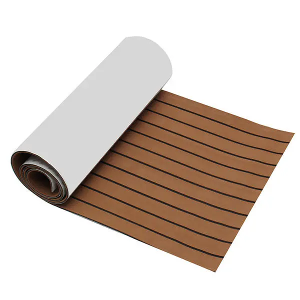 2400x600x6mm EVA Foam Brown With Black Line Boat Flooring Faux Teak Sheet Pad — view 2