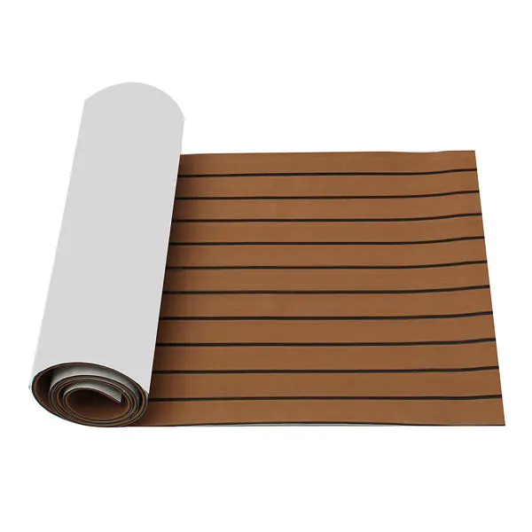 2400x600x6mm EVA Foam Brown With Black Line Boat Flooring Faux Teak Sheet Pad — view 3