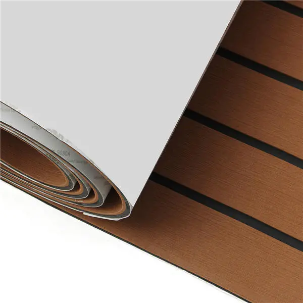 2400x600x6mm EVA Foam Brown With Black Line Boat Flooring Faux Teak Sheet Pad — view 4