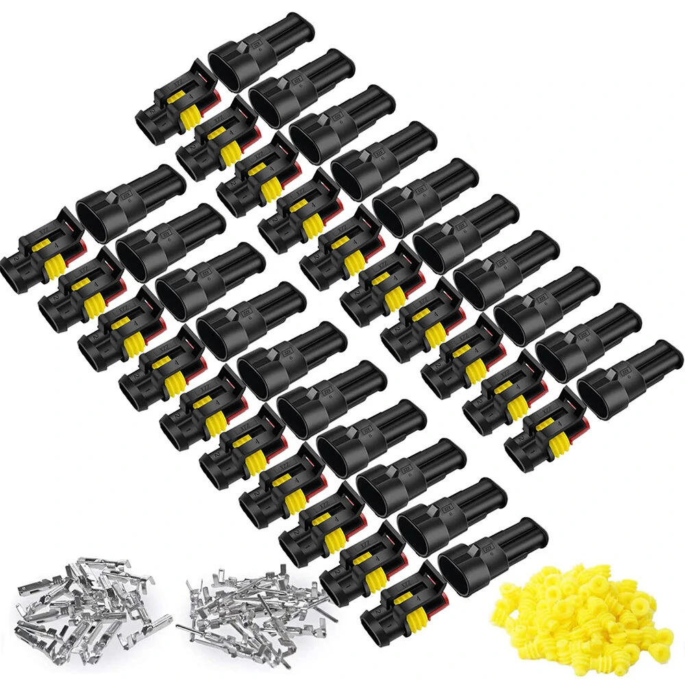 240Pcs 20 Kits 2 Pin Connector Automotive Electrical Connectors Quick Connect 2 Pin Wire Connectors Waterproof Connector 2 Way Wire Connector — view 4