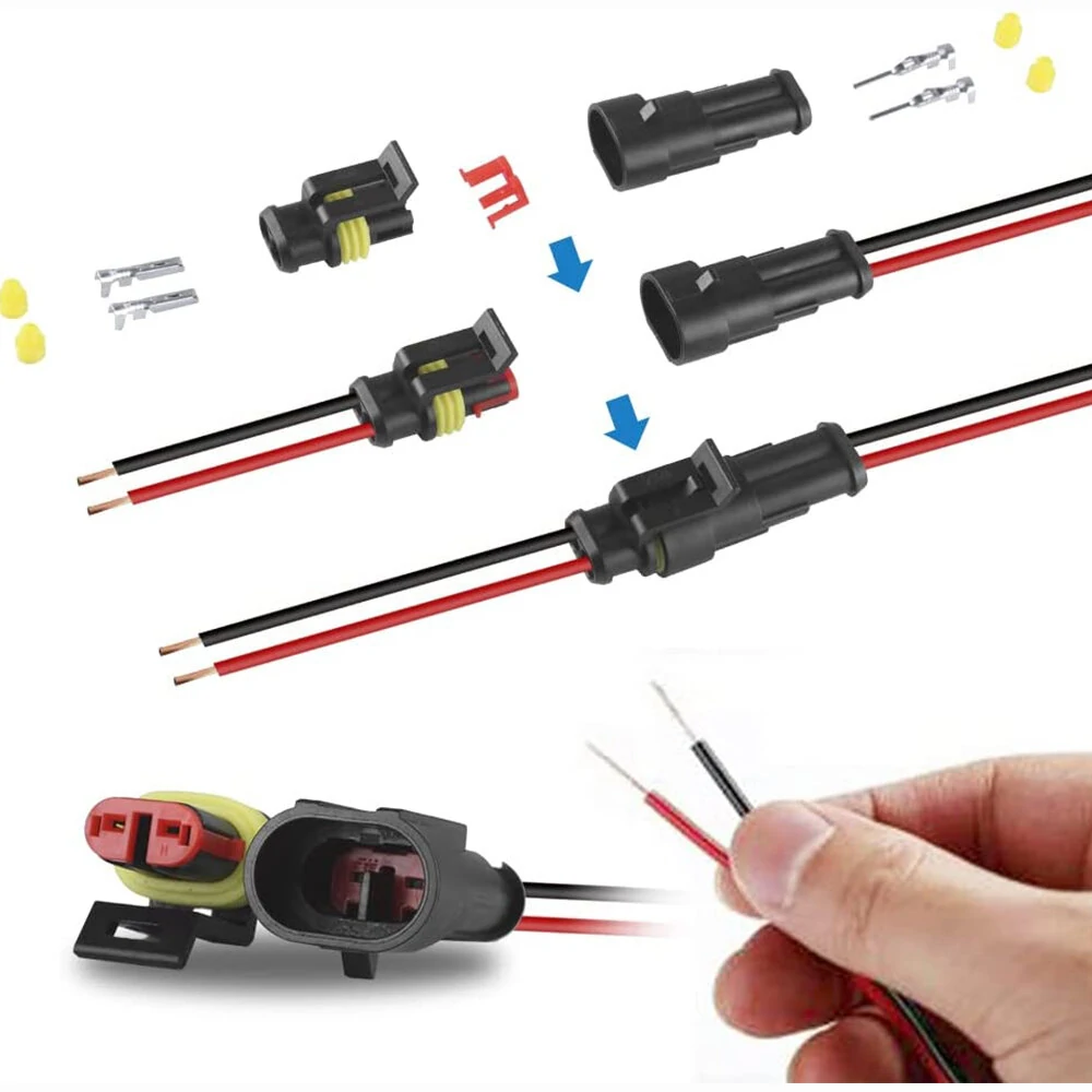 240Pcs 20 Kits 2 Pin Connector Automotive Electrical Connectors Quick Connect 2 Pin Wire Connectors Waterproof Connector 2 Way Wire Connector — view 6
