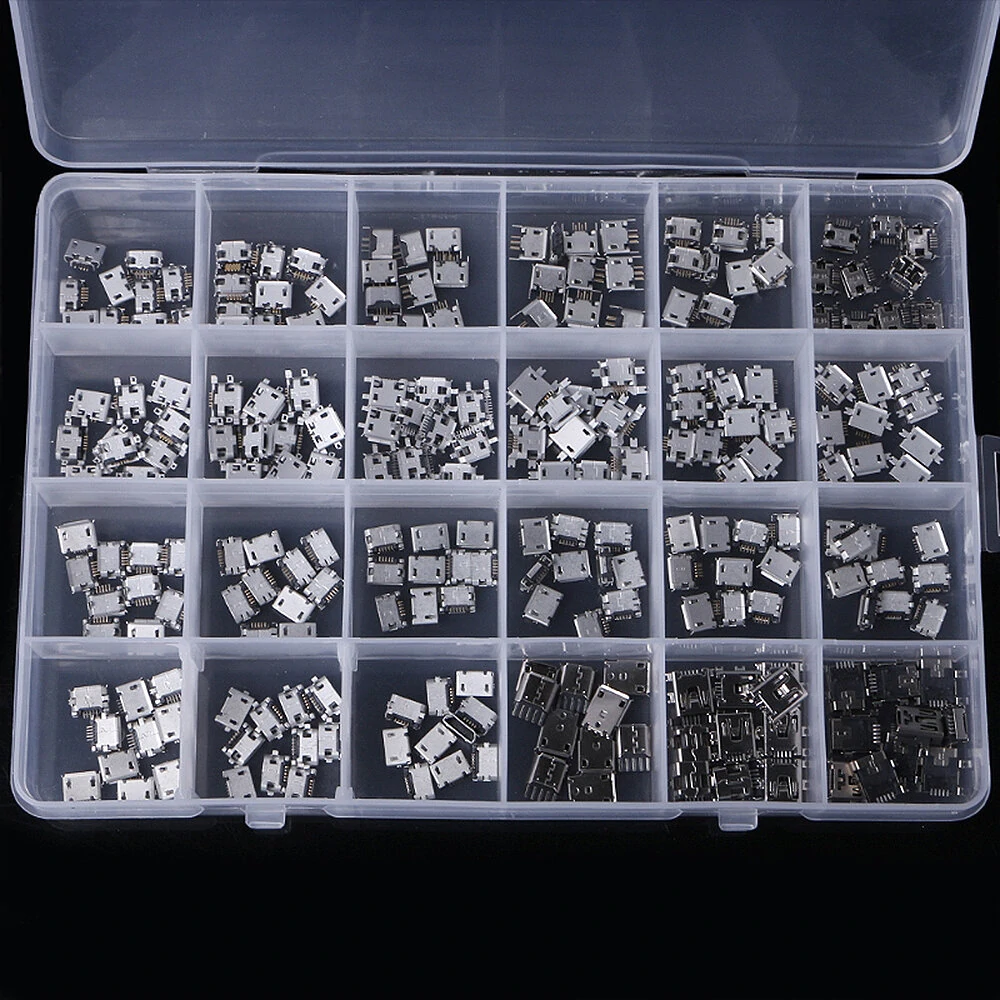 240PCS 24 Models Micro USB Connector Socket Jack USB Interface Connection Set Kit — view 2
