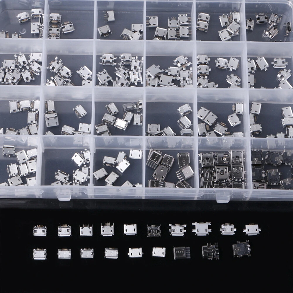 240PCS 24 Models Micro USB Connector Socket Jack USB Interface Connection Set Kit — view 4