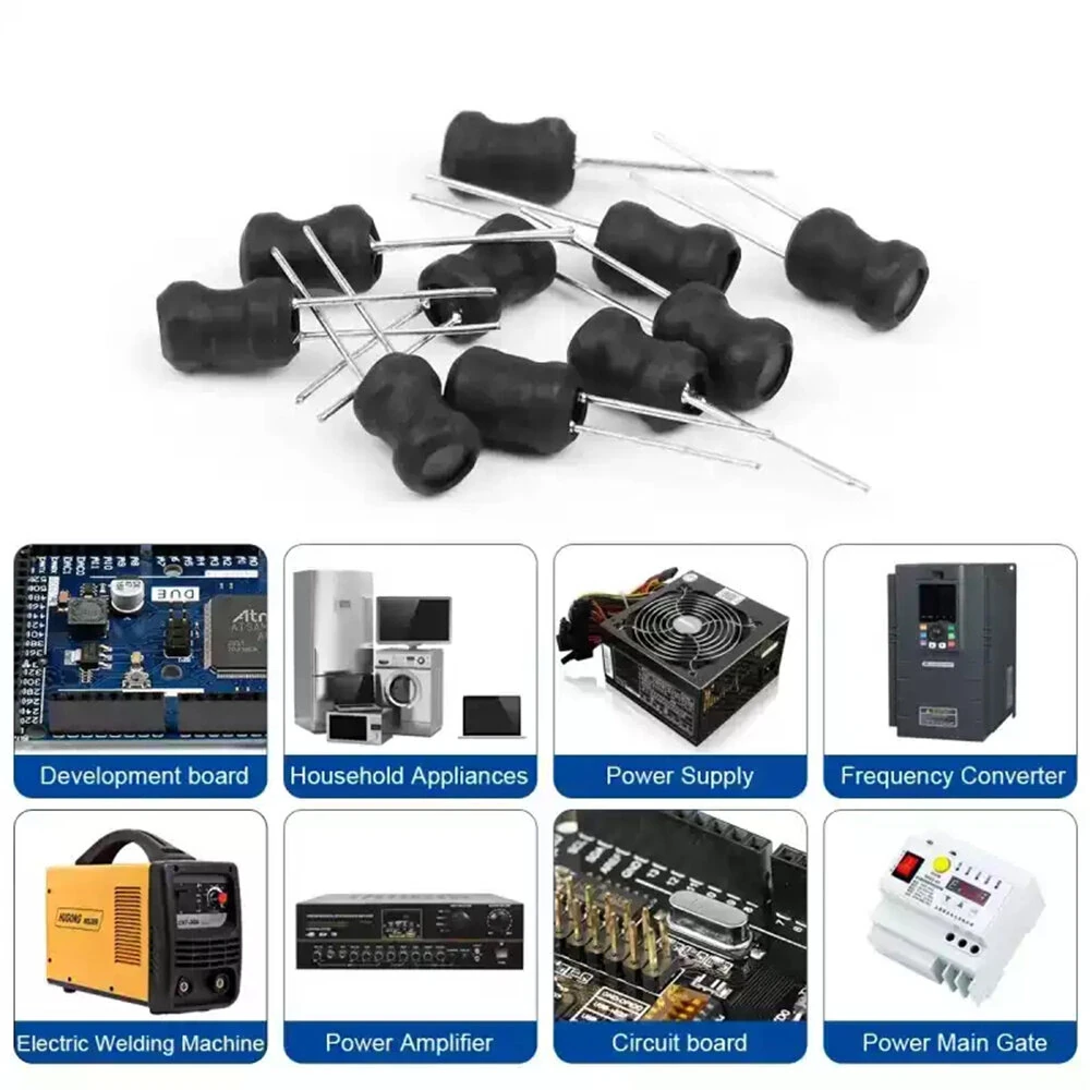 240Pcs 24 Types /Box DIP Power Inductor Assorted Kit 24Values x 10Pcs Inductance 6x8mm 2.2uH-100mH Pin 3mm — view 4
