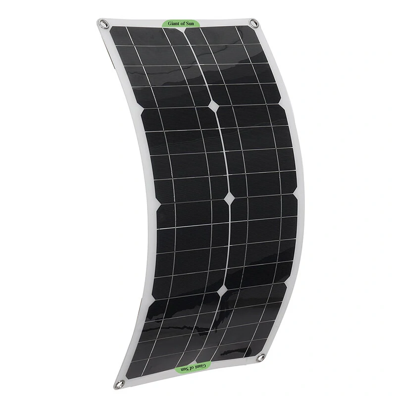 250W Portable Solar Panel Kit Dual DC USB Charger Kit Single Crystal Semi-flexible Solar Power Panel w/ 60A/100A Solar Controller — view 2