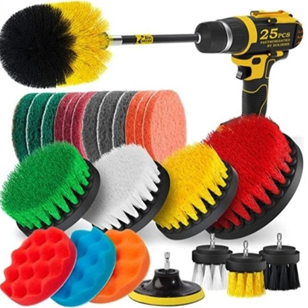25PC/SET Electric Drill Brushes Brush Attachable for Cleaning Pool Tile Flooring Brick Ceramic Marble Grout Bathroom Car — view 2