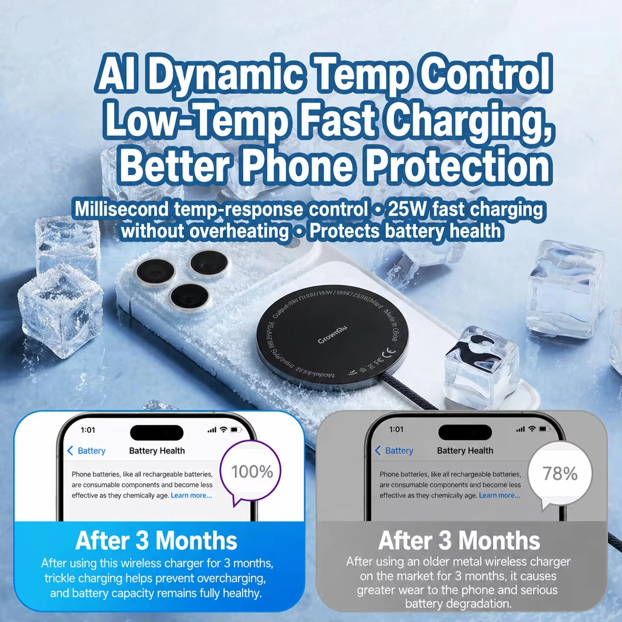 25W Magnetic Wireless Charger Fast Wireless Charging Pad for Smart Phones for iPhone 17 17 Pro 16 Pro Max 15 14 for Huawei Mate XTs for OPPO for VIVO for Airpods — view 6