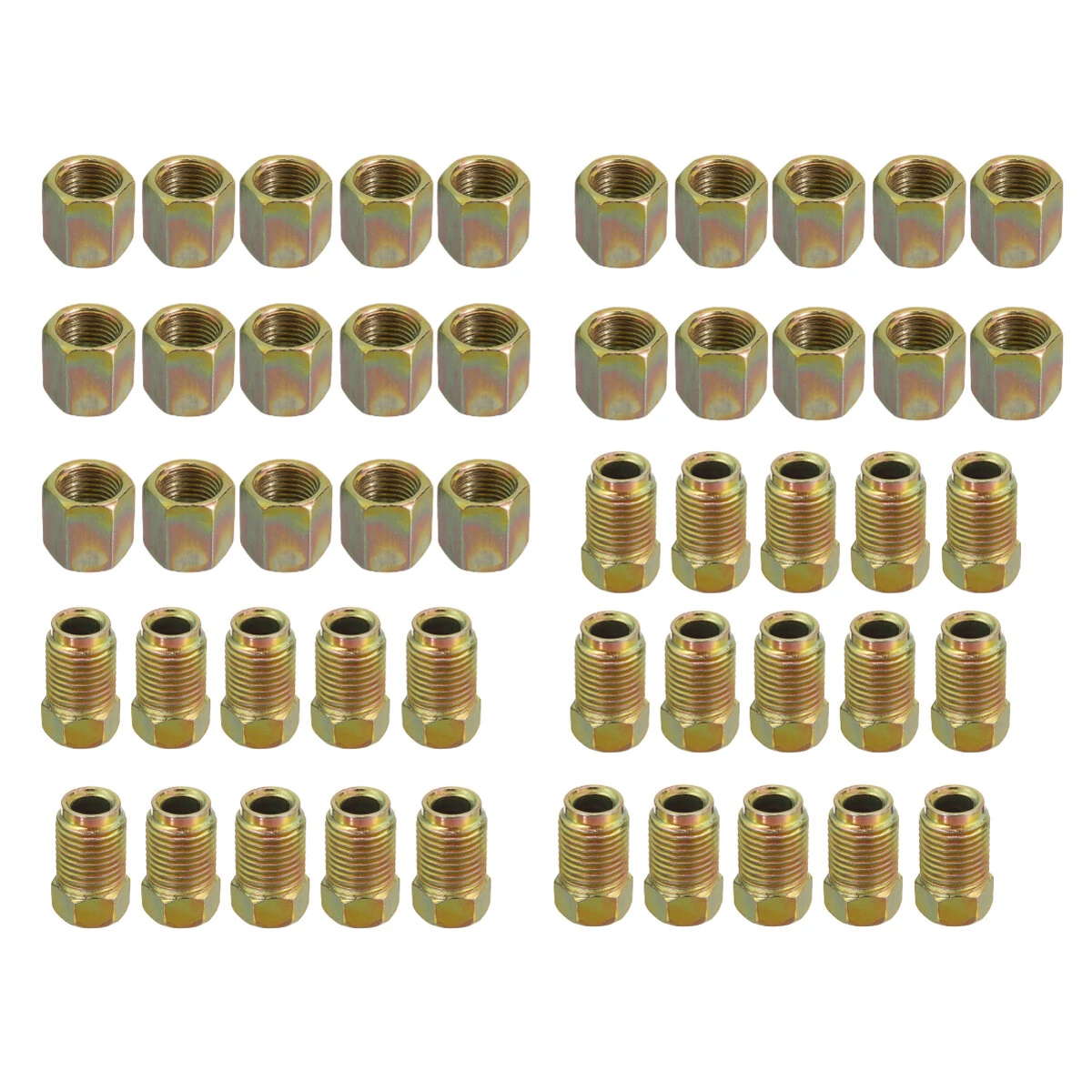 25x Male+25x Female M10 Copper Brake Pipe Fittings Metric Nuts For 3/16" Tube — view 2
