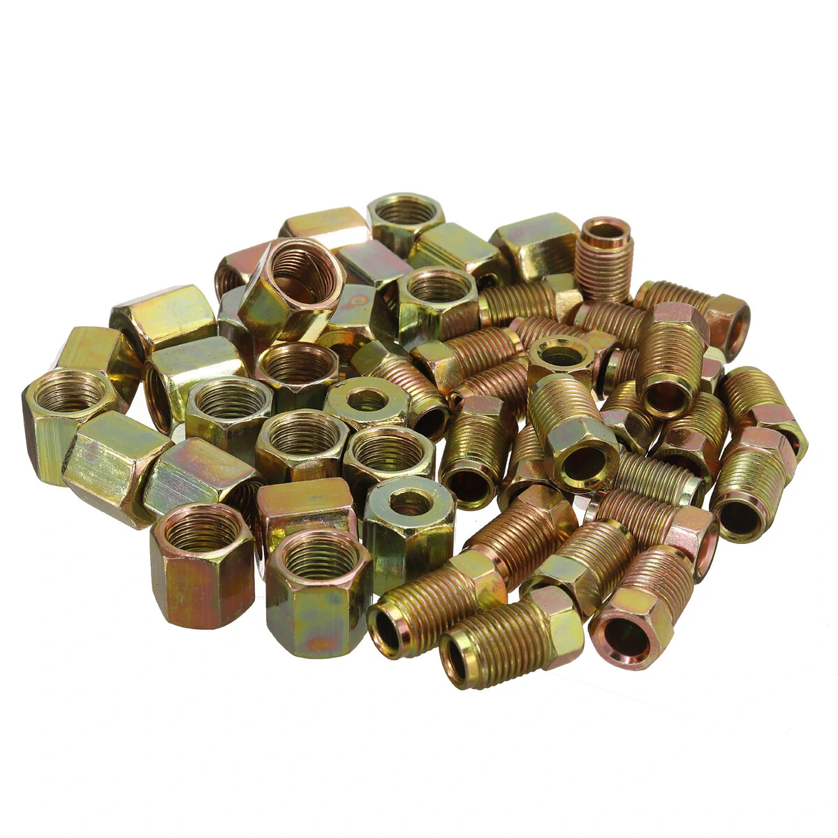 25x Male+25x Female M10 Copper Brake Pipe Fittings Metric Nuts For 3/16" Tube — view 5