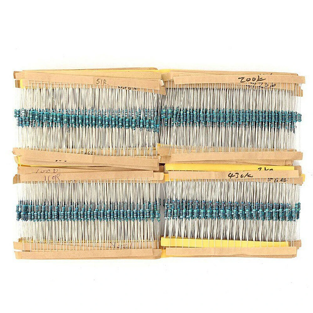 2600pcs 1/4W 1 Tolerance 130 Values Metal Film Resistors Assortment Kit Set 1R ohm-3M ohm for DIY Project Experiments — image 1