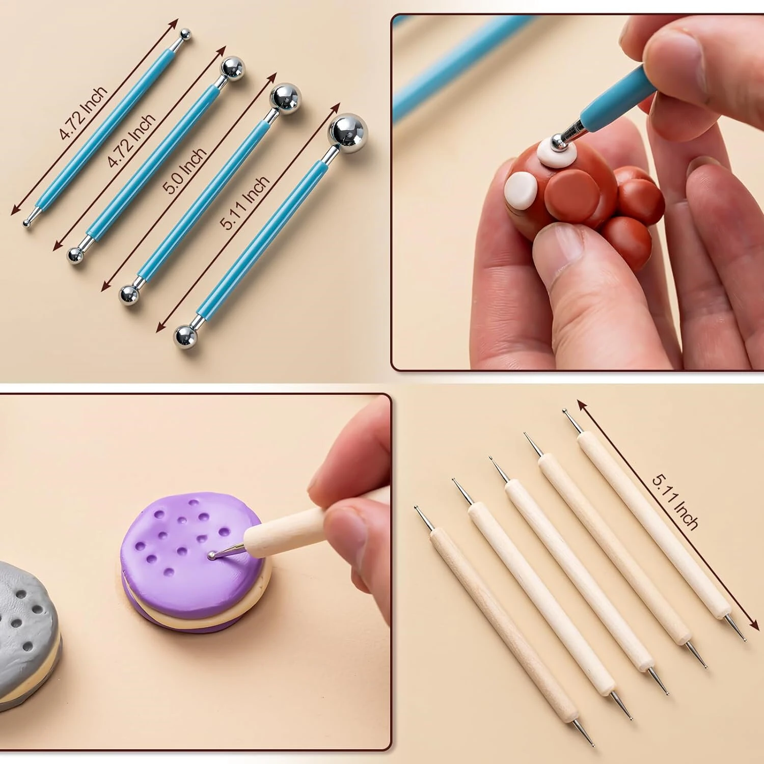 27pcs Clay Tools Kit Pottery Tools High Quality Wood and Stainless Steel Sculpting Kit Multi Functional Polymer Clay Tools Air Dry Clay Set — view 5