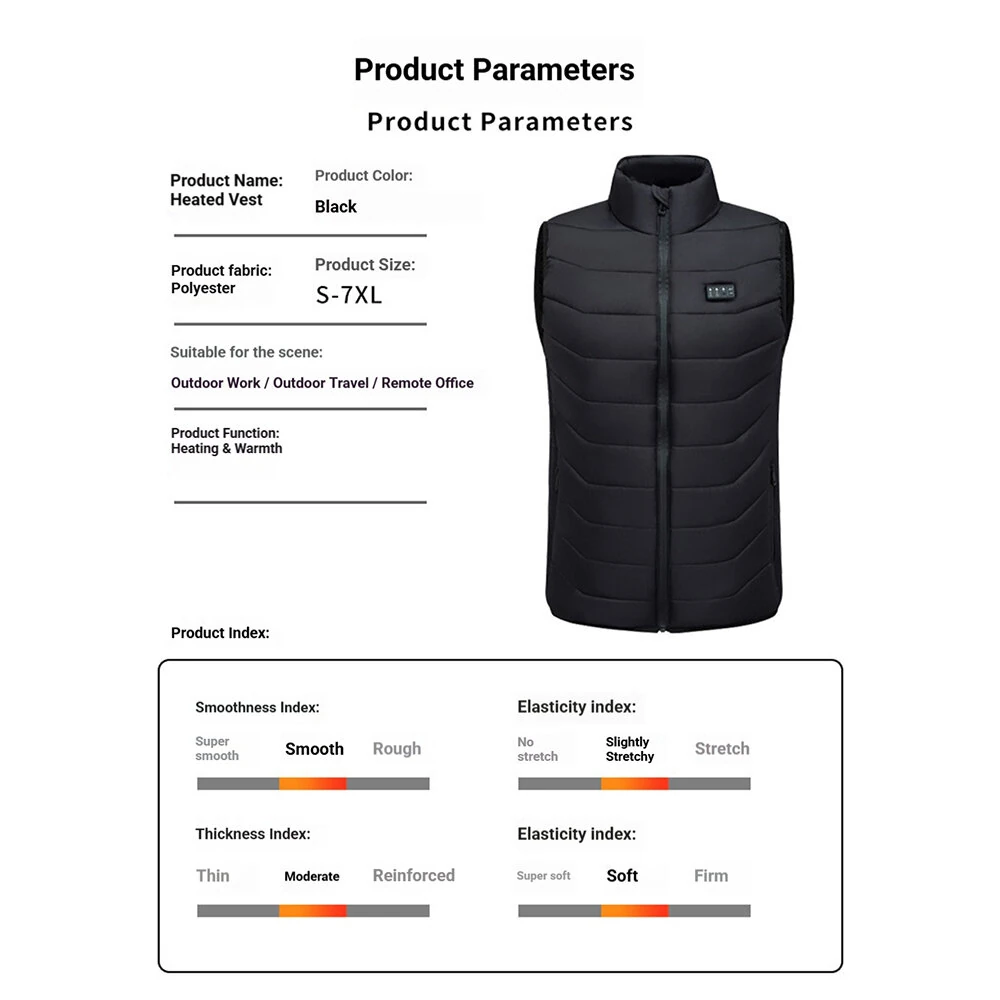 28 Zone Heated Vest Adjustable Temperature Warm Heating Vest Winter Outdoor Body Warmer — view 10