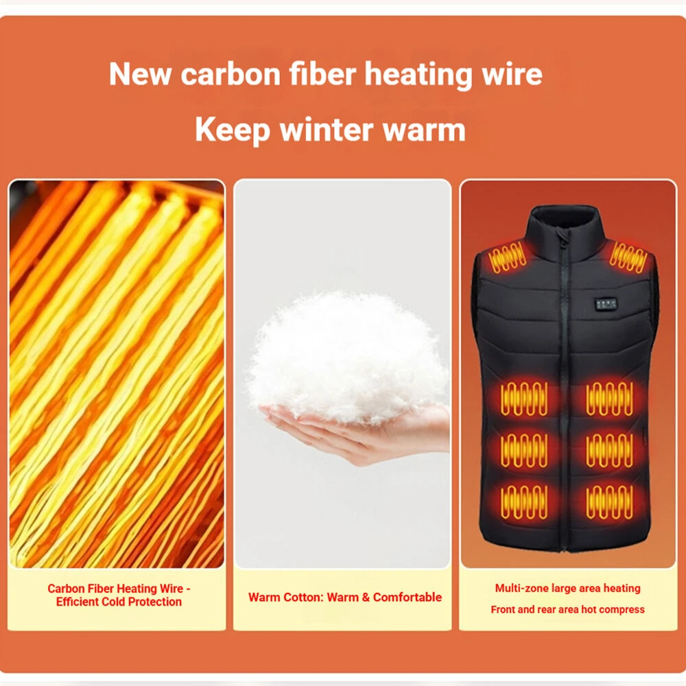 28 Zone Heated Vest Adjustable Temperature Warm Heating Vest Winter Outdoor Body Warmer — view 6