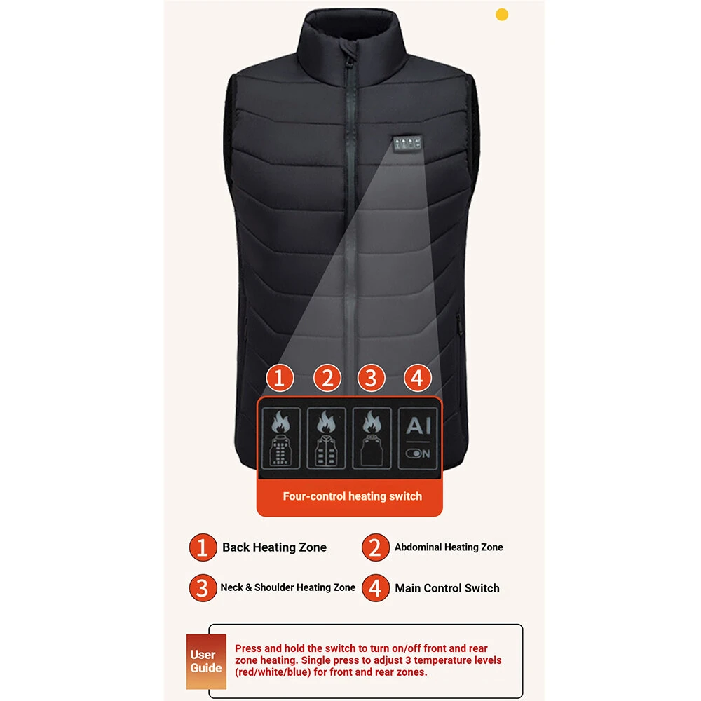 28 Zone Heated Vest Adjustable Temperature Warm Heating Vest Winter Outdoor Body Warmer — view 9