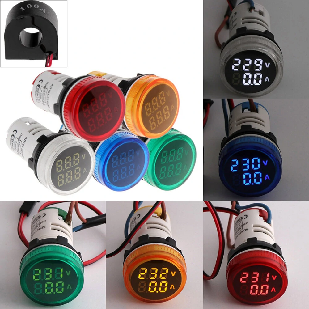 2in1 22mm AC50-500V 0-100A Amp Voltmeter Ammeter Voltage Current Meter With CT Au23 — Pricio