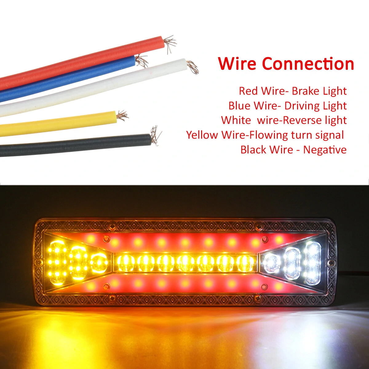 2pcs 12V 37LED Flowing Rear Tail Light Turn Signal Brake Reverse Lamp For Trailer Truck Lorry — view 7