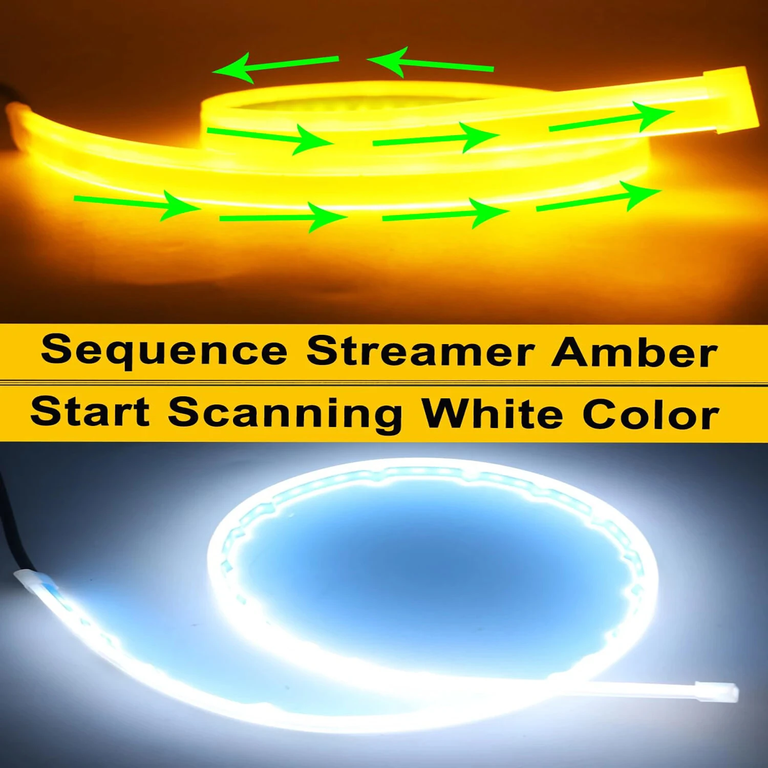 2pcs 12V 60cm Car LED thin Light Bar Dual-Color DRL Flowing Turn Signal Light Strips LED Car Daytime Running Light Flexible Headlights Brake Strip Lights Turn Signal — view 5