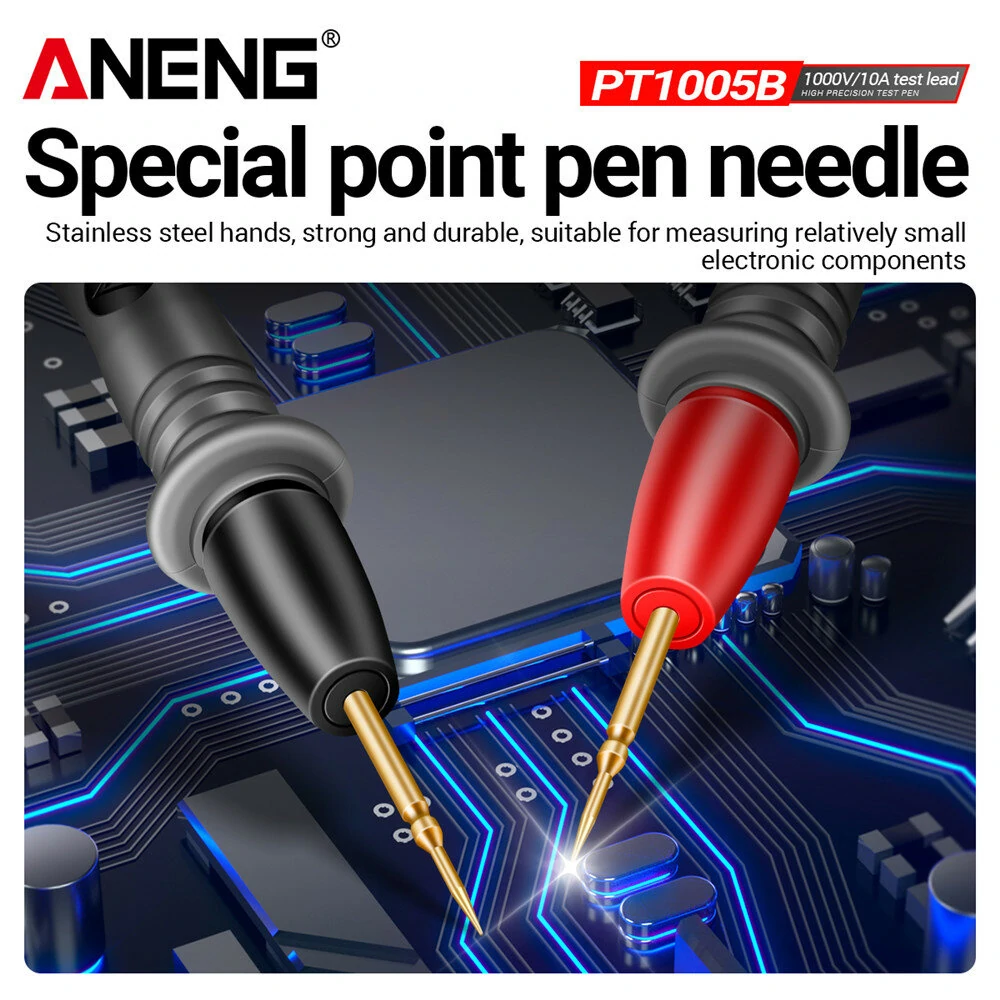 2Pcs ANENG PT1005B 10A 1000V Digital Multimeter Probe Universal Test Lead Needle Pin Wire Pen Cable Kit Current Voltmeter Tester Wire — view 4